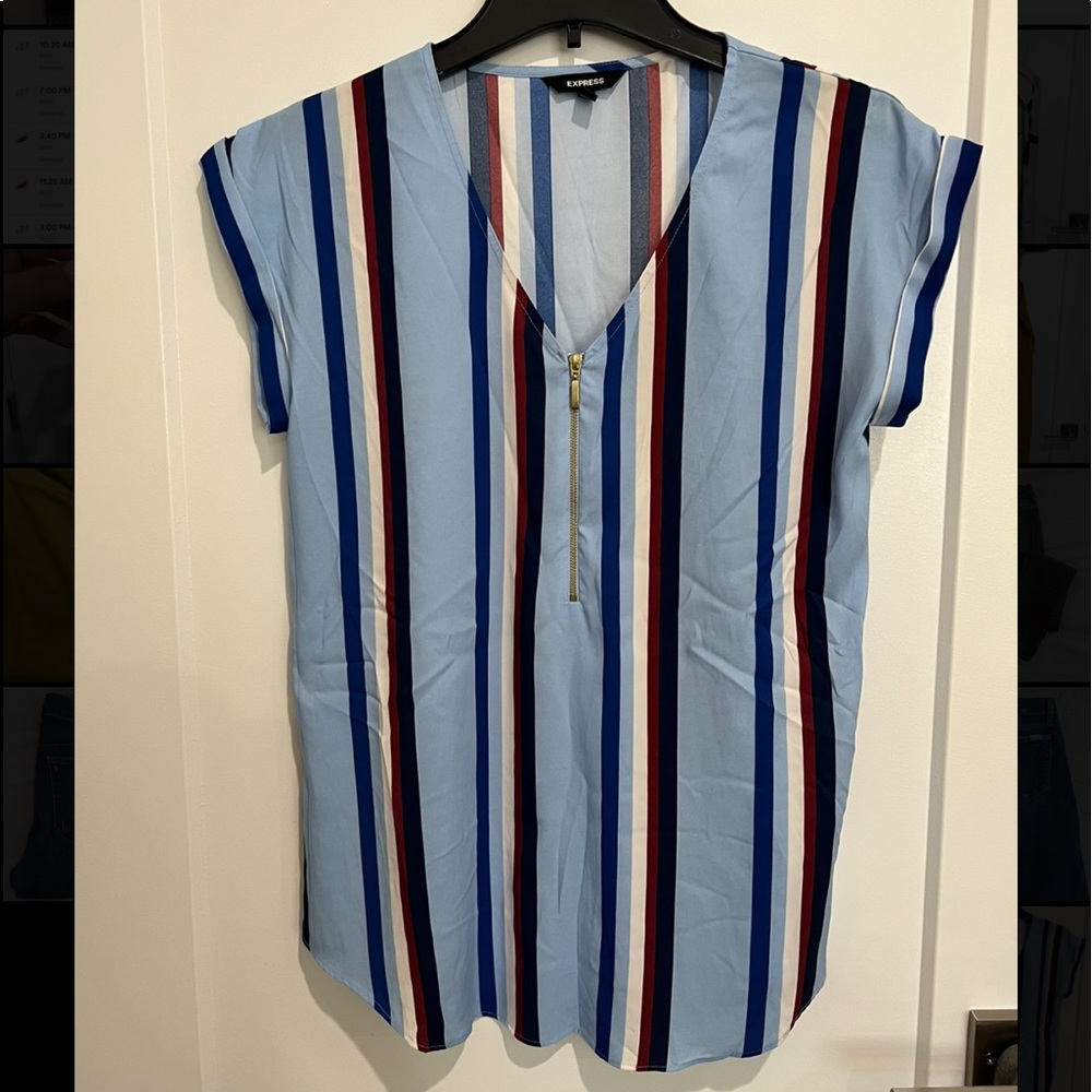 Express Satin Like Striped Blouse - Size Medium